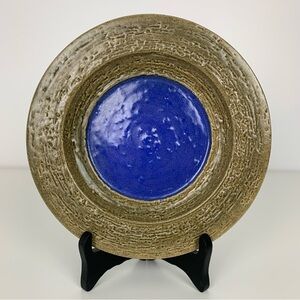 Upsala Ekeby Mari Simmulson Malta Plate Brown Blue Sweden MCM Scandinavian Vtg